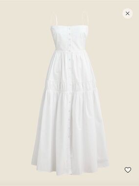 White Button-Front Spaghetti Strap Maxi Dress